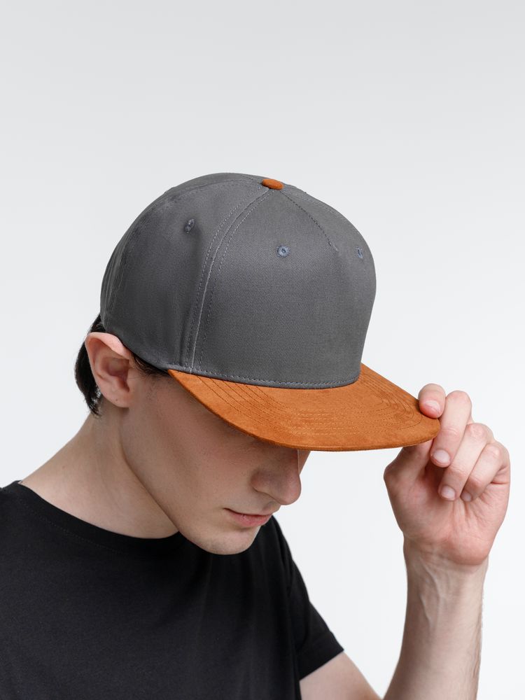 Бейсболка Foreside с прямым козырьком, черная с серым