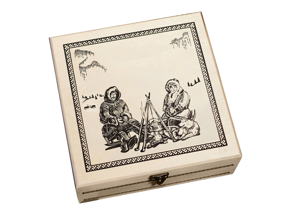 Подарочный набор c чаем «Сокровища Севера» в деревянной шкатулке