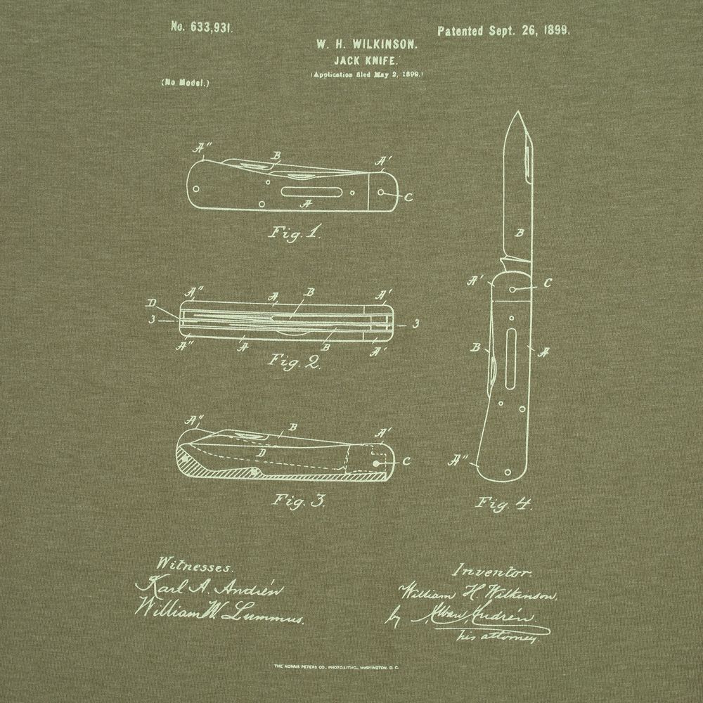 Футболка приталенная Old Patents. Knife, черный меланж