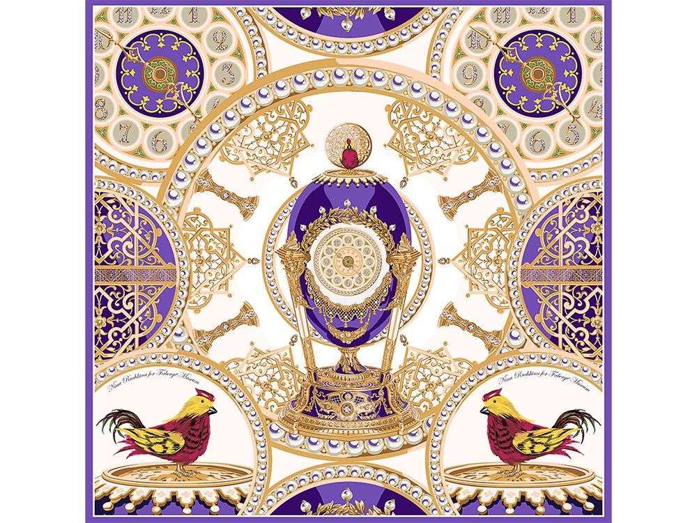 Платок «Пасхальное яйцо-часы Петушок»