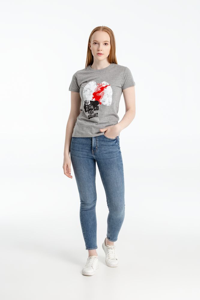 Футболка женская «Ты у меня вот здесь», серый меланж