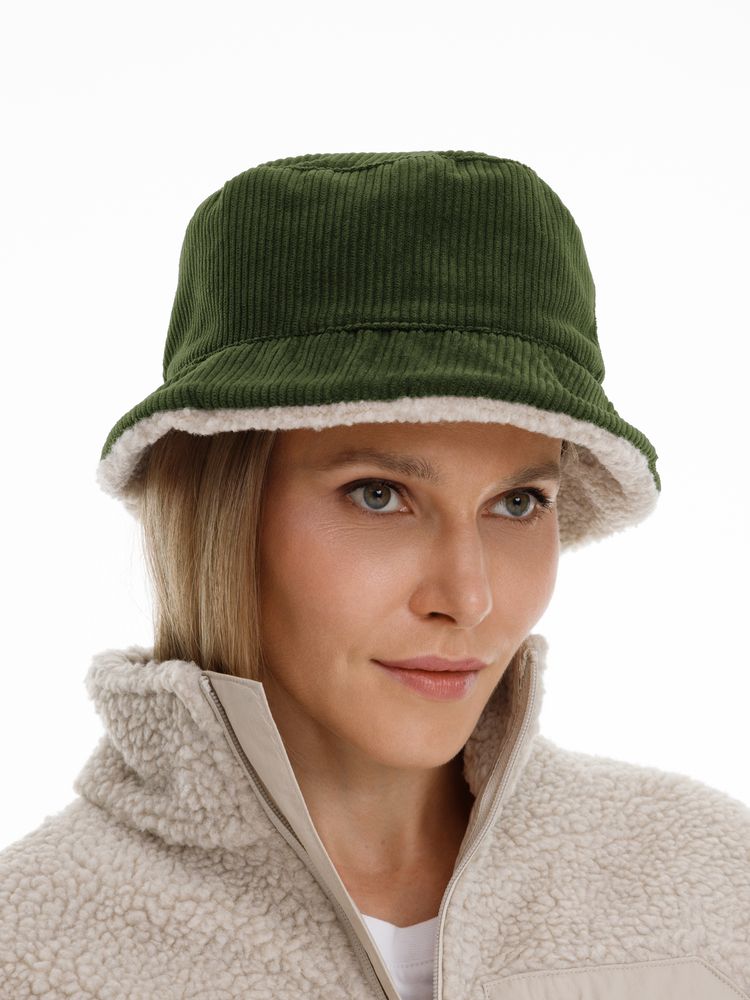 Панама Bucket двусторонняя утепленная, темно-серая с бежевым