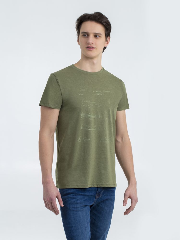 Футболка приталенная Old Patents. Knife, черный меланж