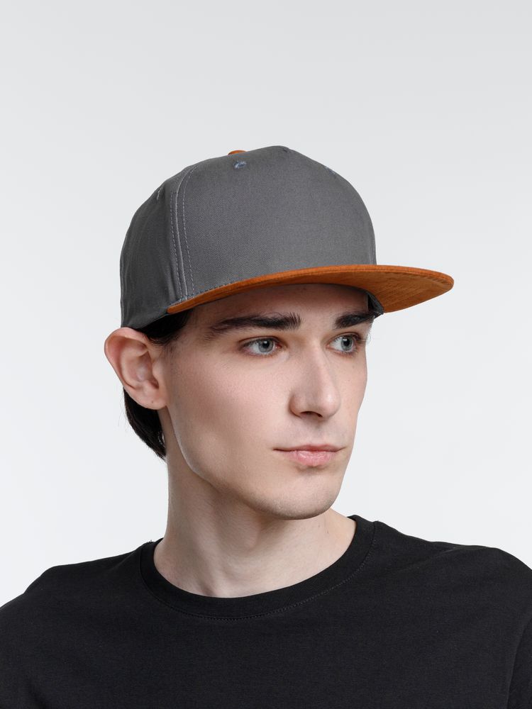 Бейсболка Foreside с прямым козырьком, черная с серым