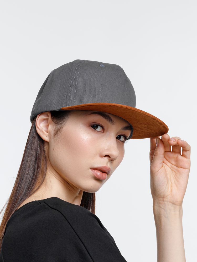 Бейсболка Foreside с прямым козырьком, черная с серым