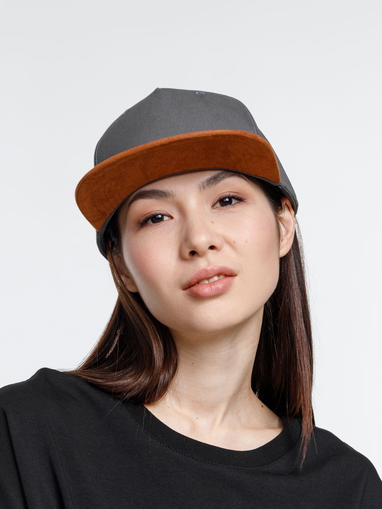 Бейсболка Foreside с прямым козырьком, черная с серым